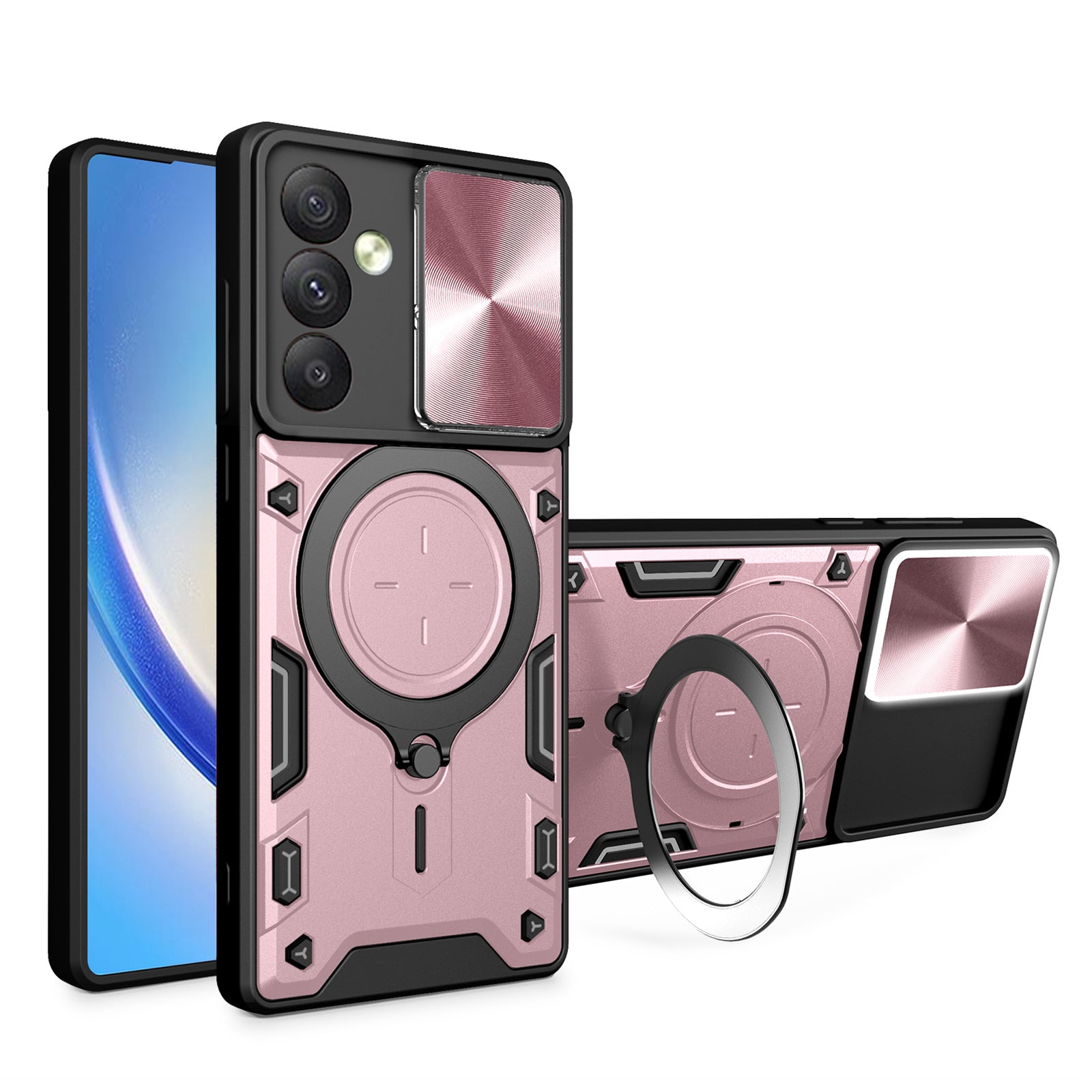 TPU PC Phone Case for Samsung Galaxy A34 5G Kickstand Shockproof Phone Shell with Slide Lens Cover TPU PC Phone Case for Samsung Galaxy A34 5G Kickstand Shockproof Phone Shell with Slide Lens Cover